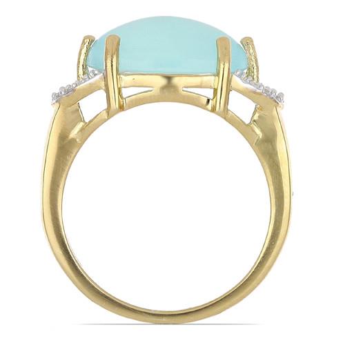 REAL AQUA CHALCEDONY GEMSTONE CLASSIC RING IN 925 SILVER